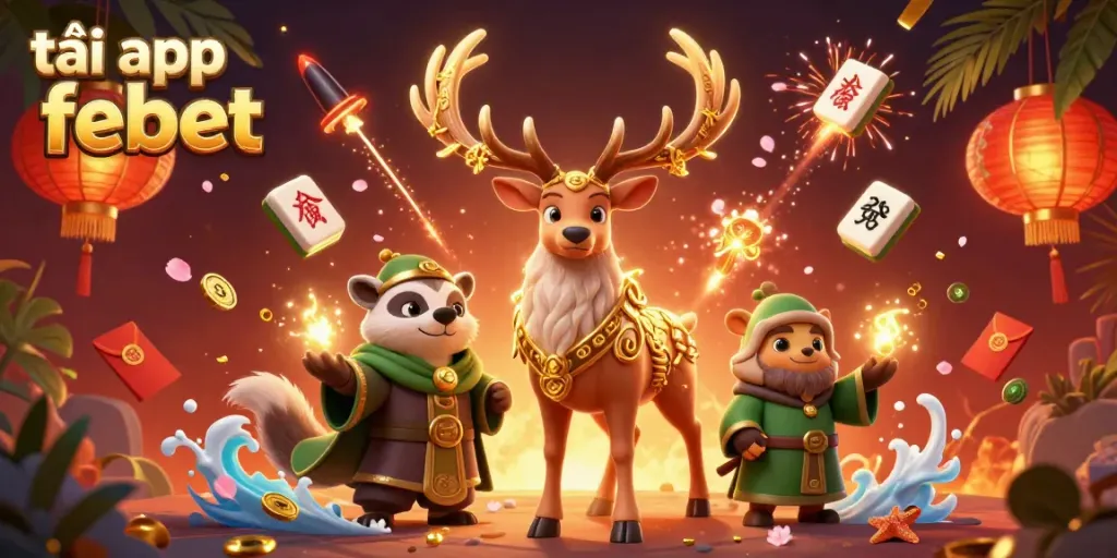 Win big with tải app febet, featuring vibrant casino elements and colorful characters.