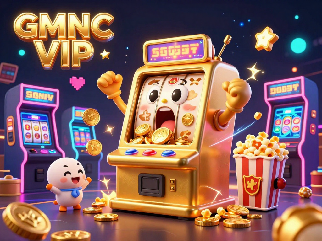 Spin and celebrate jackpots with GMNC VIP at this vibrant casino-themed 3D illustration.