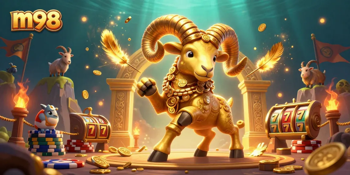 Experience thrilling m98 gameplay with a charging golden ram and striking casino elements.
