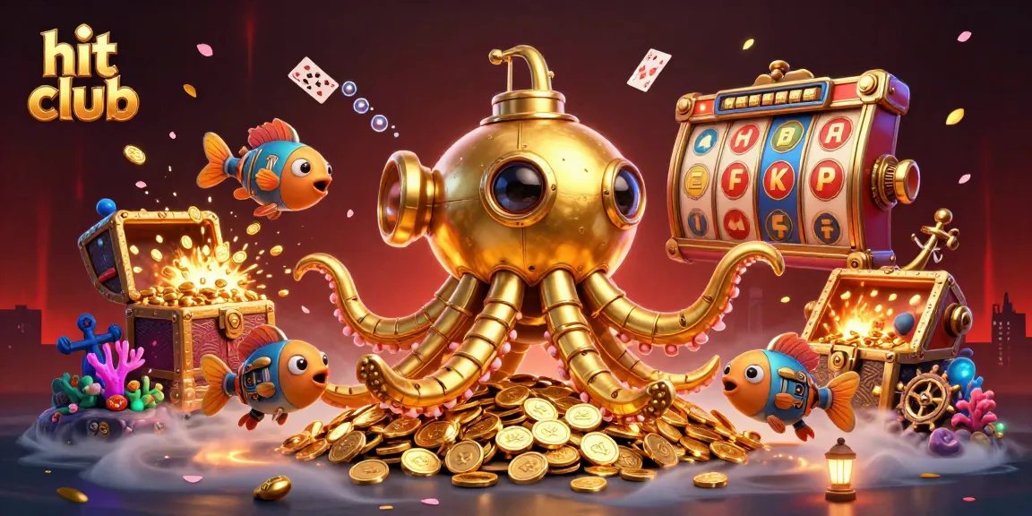 Engage with the thrill of hit club in this exciting 3D illustration showcasing gold and vibrant slots.